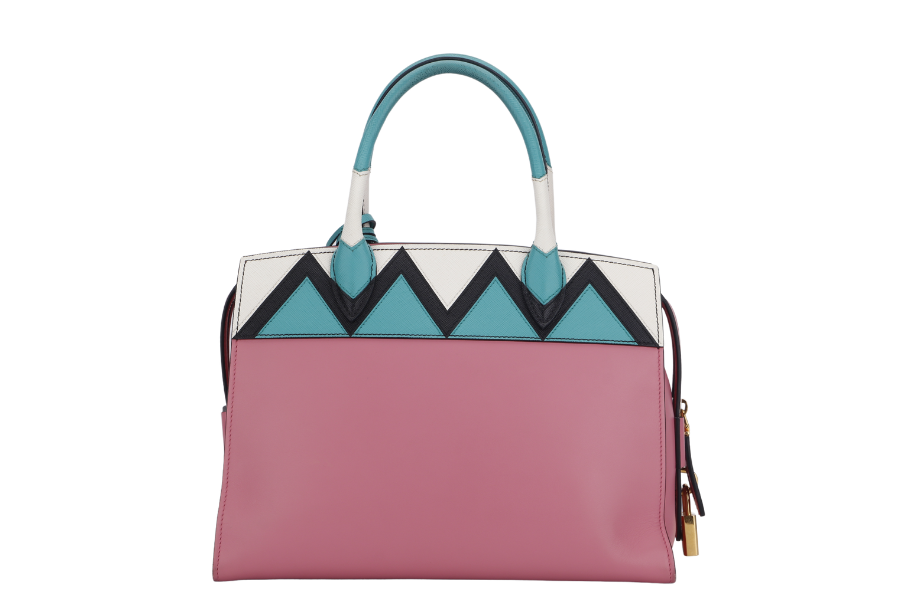 PRADA ESPLANADE 2WAY HANDBAG BEGONIA+GIAD CITY CALF SAFFIANO (1BA046) GOLD HARDWARE WITH CARD AND DUST COVER