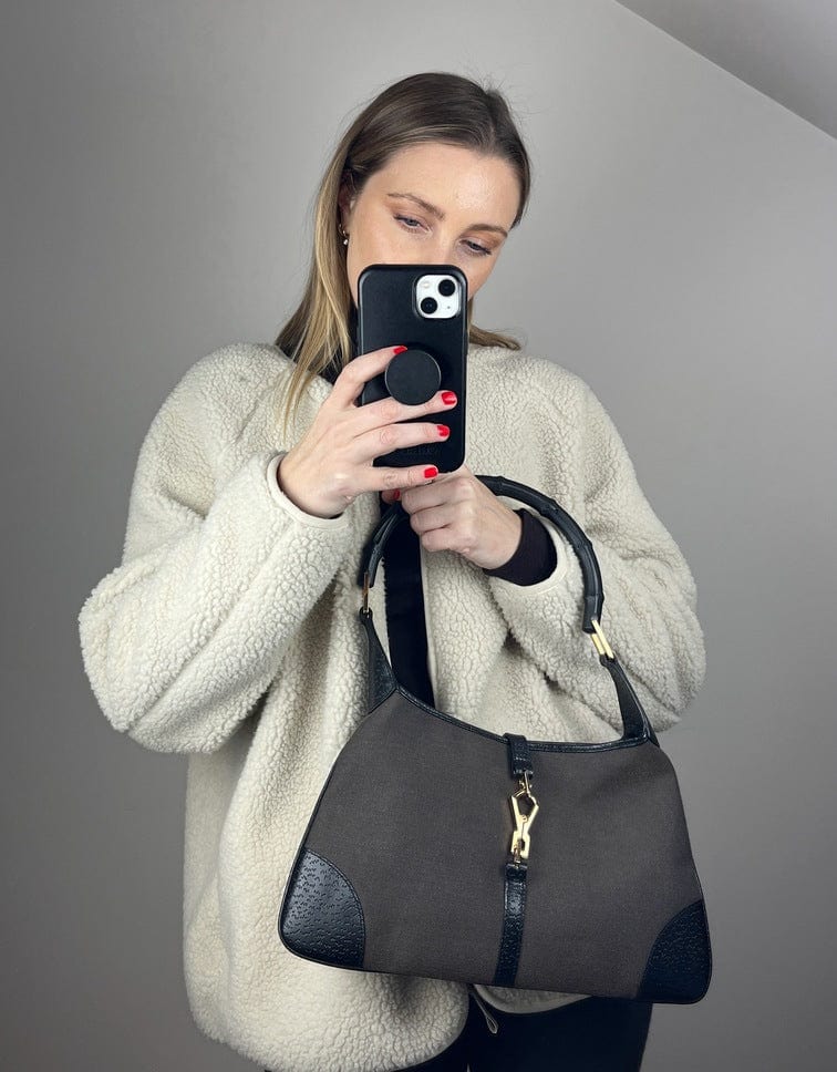Gucci Jackie Leather Canvas Shoulder Bag Style 25