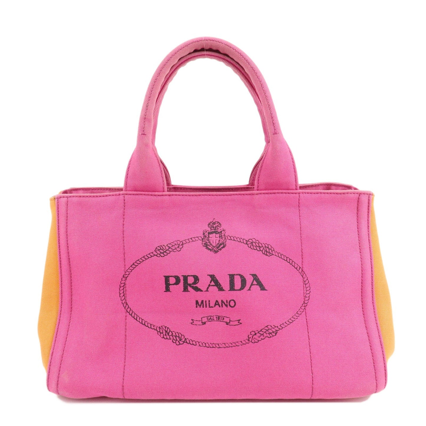PRADA Canapa Canvas Tote Bag Limited Edition Pink Orange B1877I