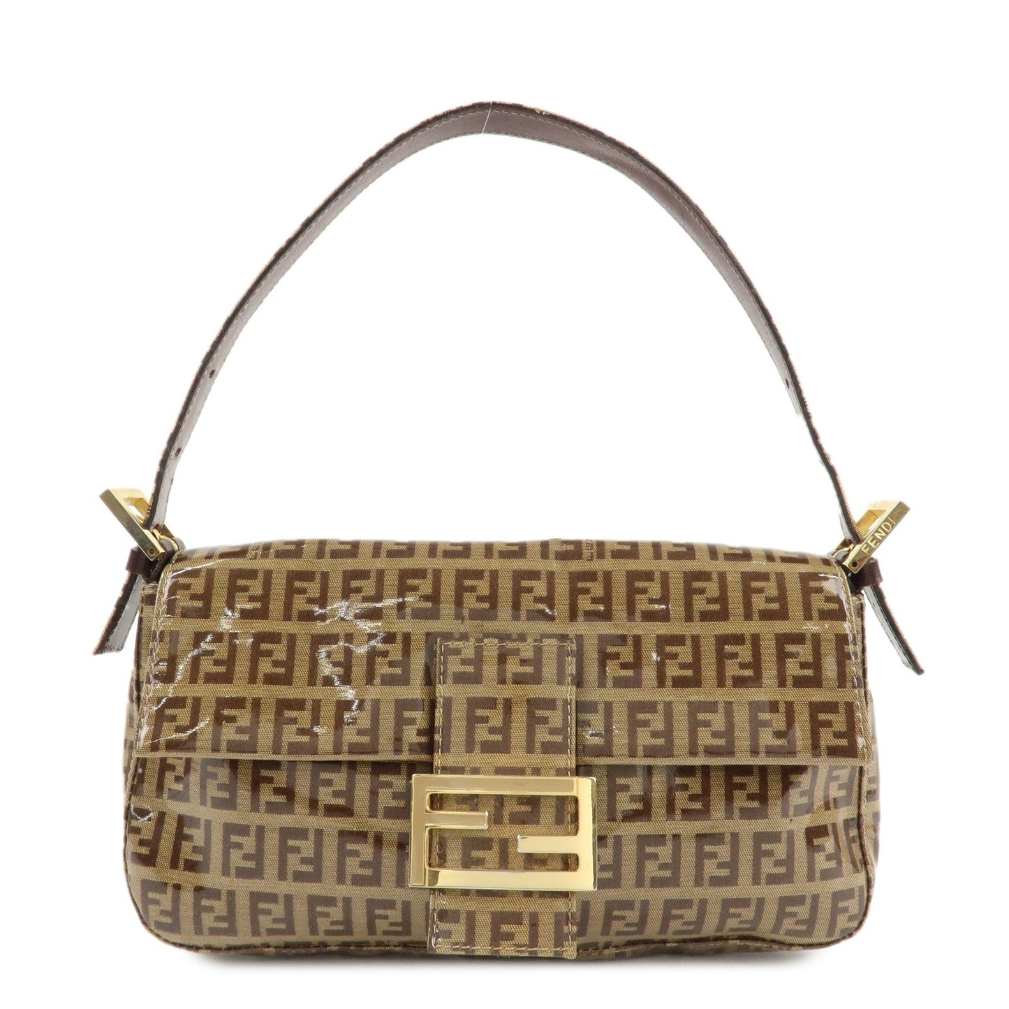 FENDI Mamma Baguette Zucchino PVC Leather Shoulder Bag 26424