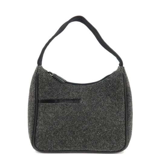 PRADA Felt Leather Shoulder Bag Hand Bag Gray Black