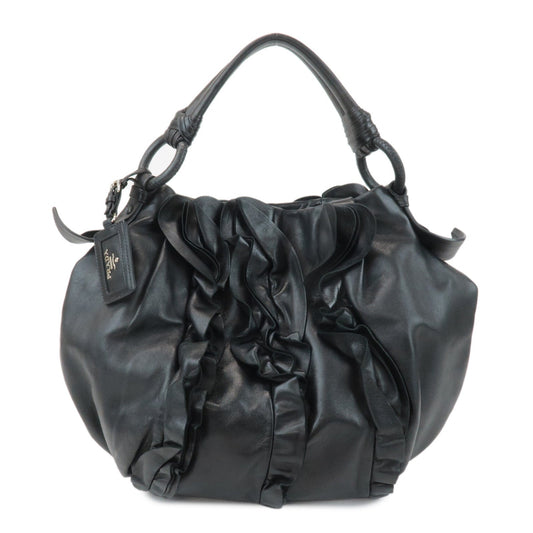 PRADA Leather Gathered 2WAY Shoulder Bag Hand Bag Black