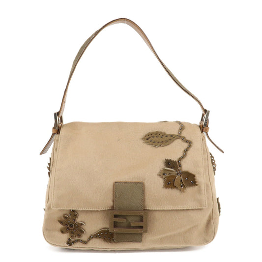 FENDI Mamma Baguette Wool Unborn Calf Shoulder Bag 26325