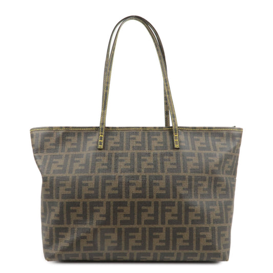 FENDI Zucca Logo Print PVC Tote Bag Brown Black 8BH198