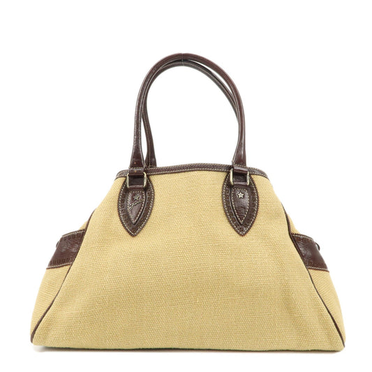 FENDI Ethnico Zucca Canvas Leather Shoulder Bag Beige Brown 8BN162