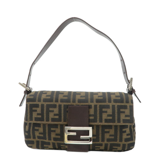 FENDI Mamma Baguette Zucca Canvas Leather Shoulder Bag 26424