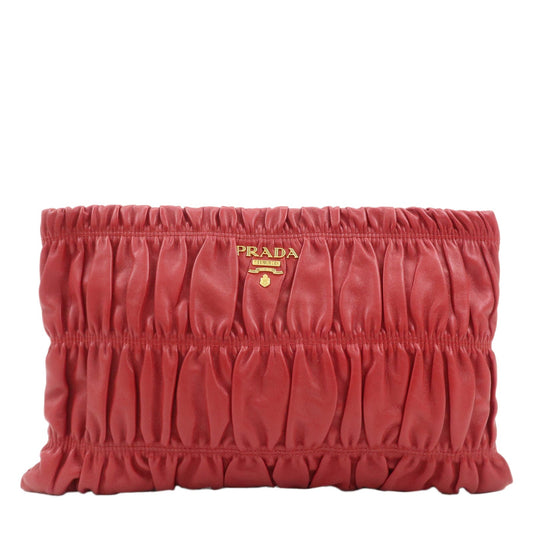 PRADA Leather Clutch Bag Red