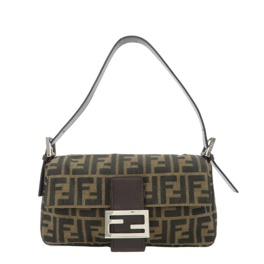 FENDI Mamma Baguette Zucca Canvas Leather Shoulder Bag 26424