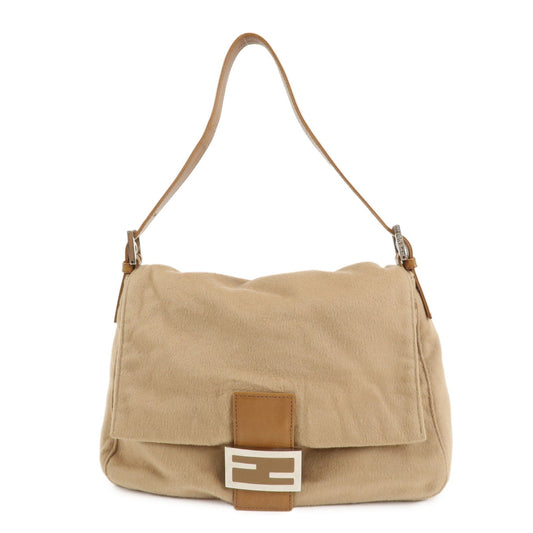 FENDI Mamma Baguette Cashmere Leather Shoulder Bag 26325