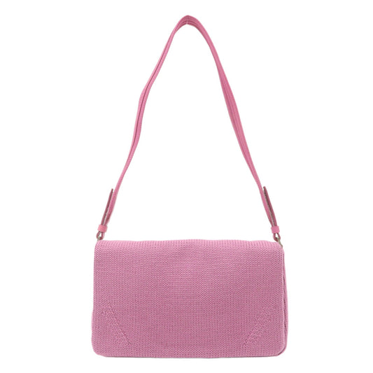 PRADA Wool Leather Shoulder Bag Lavender