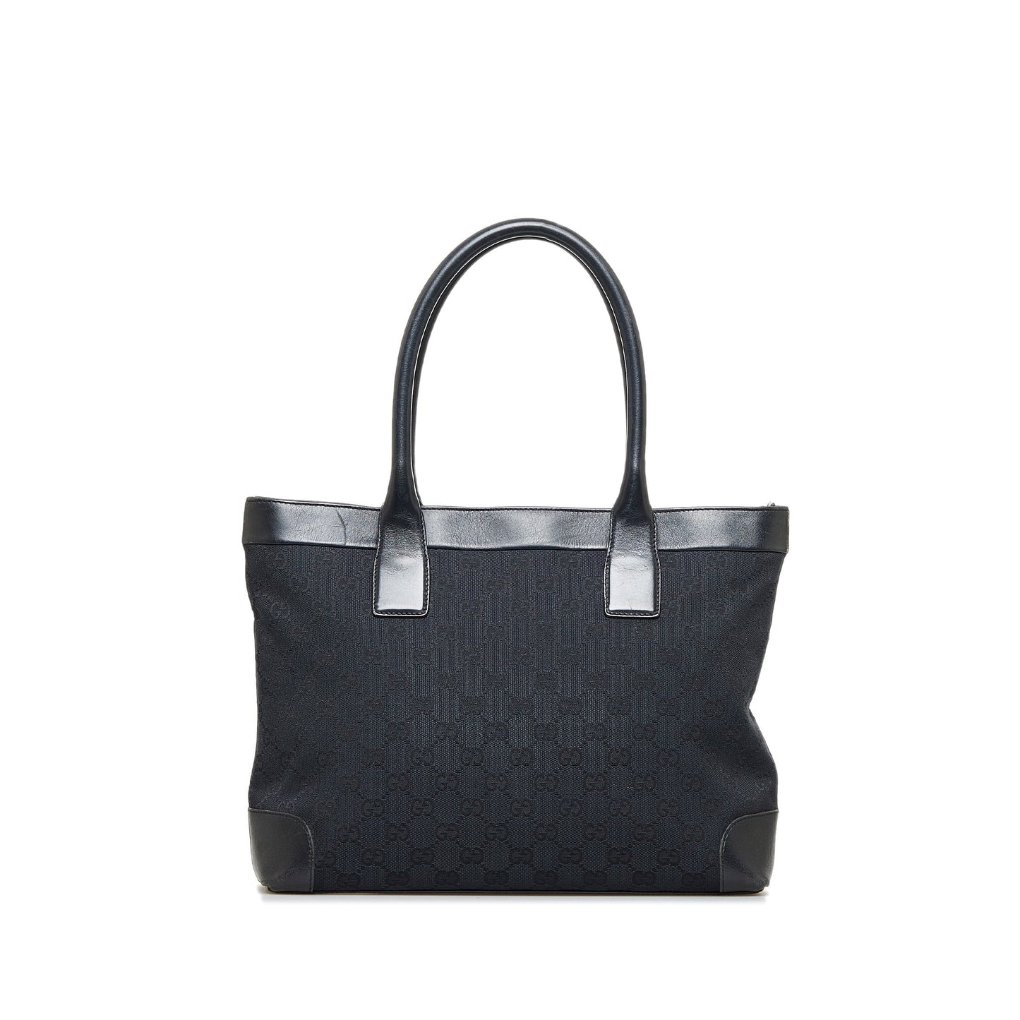 Gucci Black Leather Canvas Tote Style 23