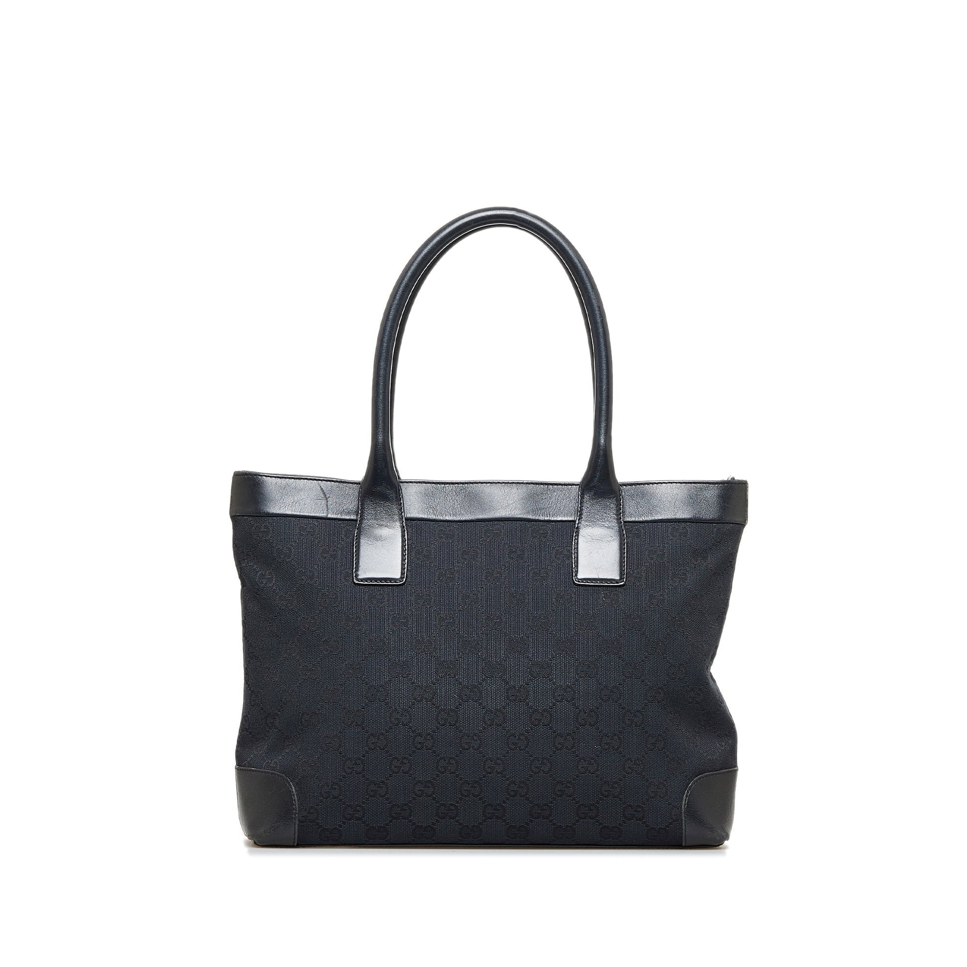 Gucci Black Leather Canvas Tote Style 23