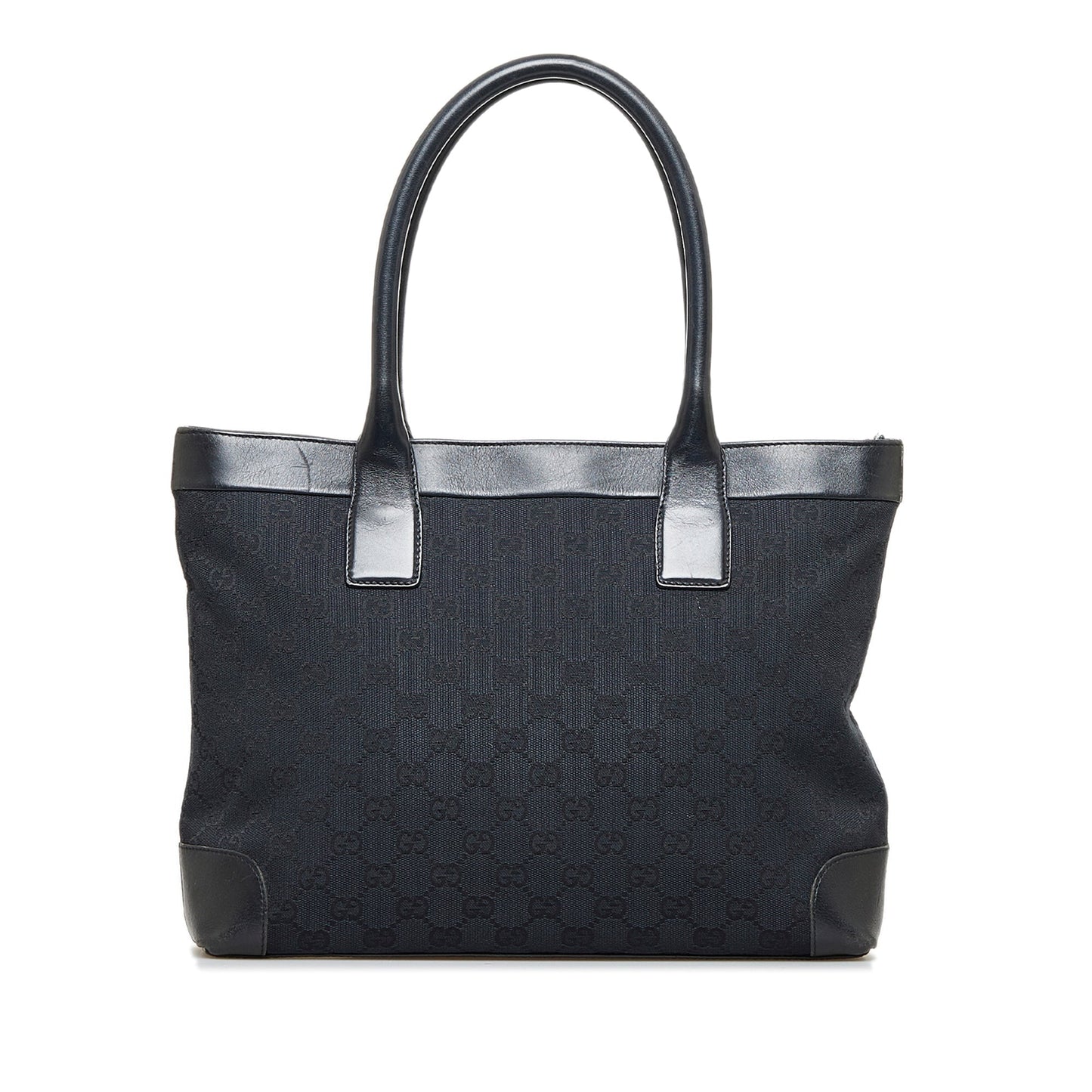 Gucci Black Leather Canvas Tote Style 22