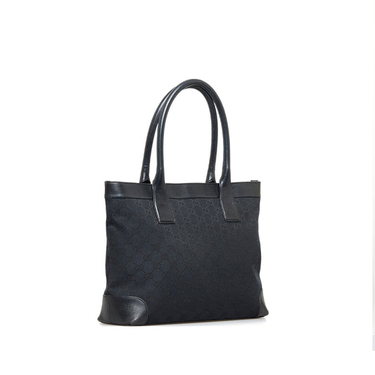 Gucci Black Leather Canvas Tote Style 23