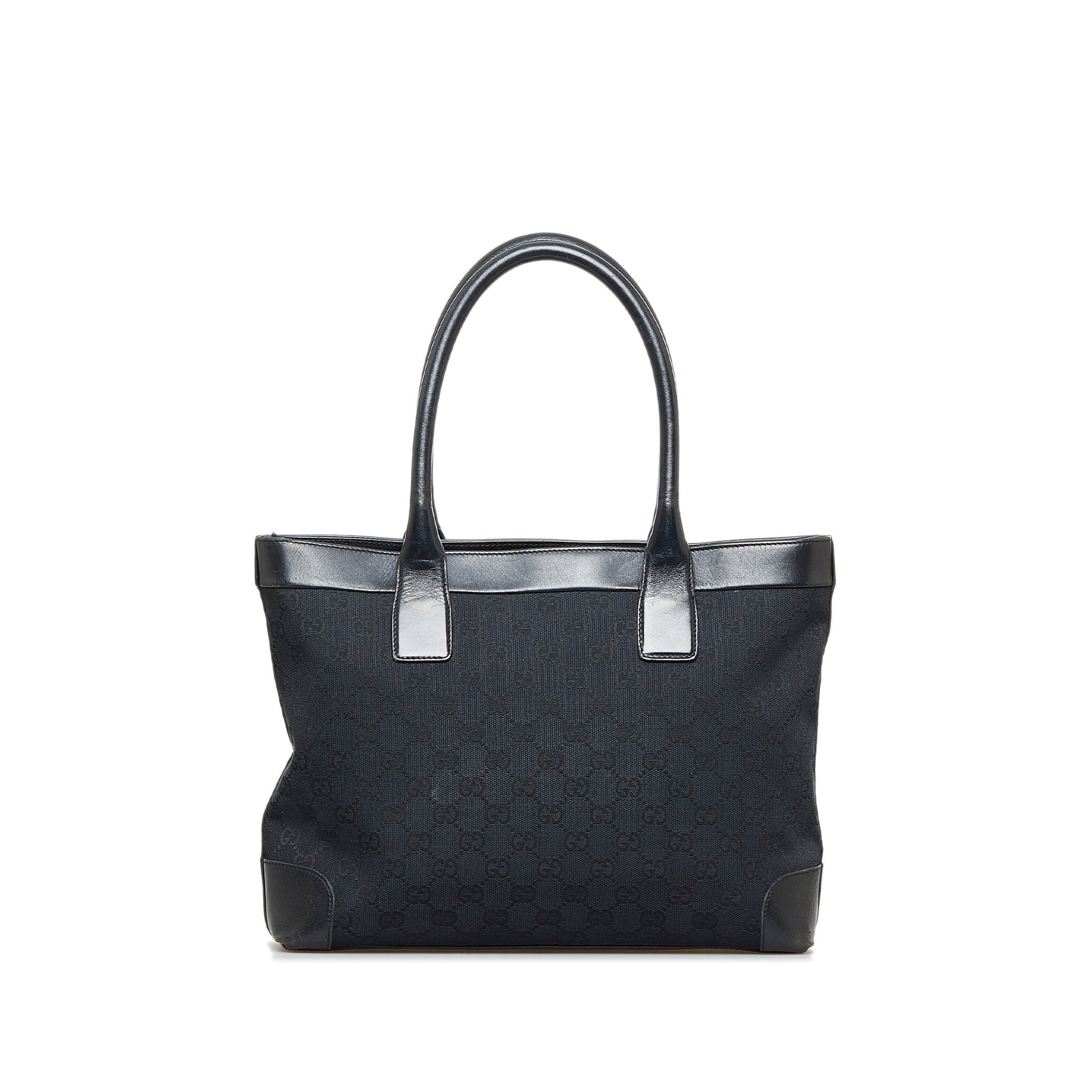 Gucci Black Leather Canvas Tote Style 23