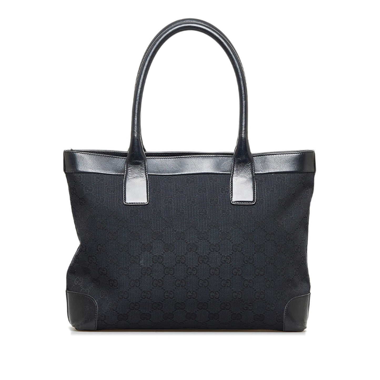 Gucci Black Leather Canvas Tote Style 22