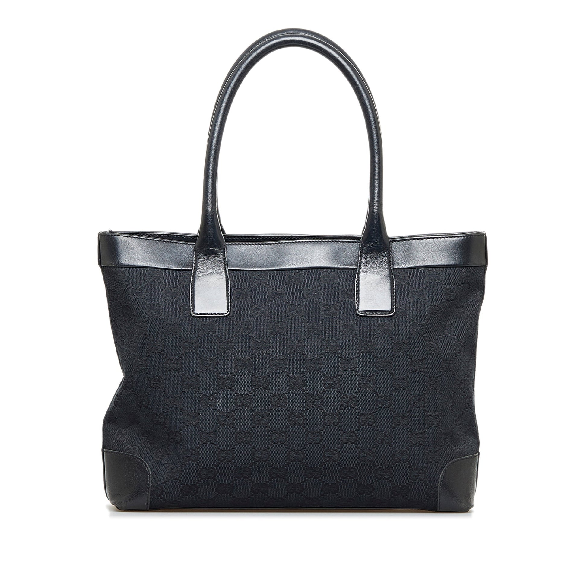 Gucci Black Leather Canvas Tote Style 22
