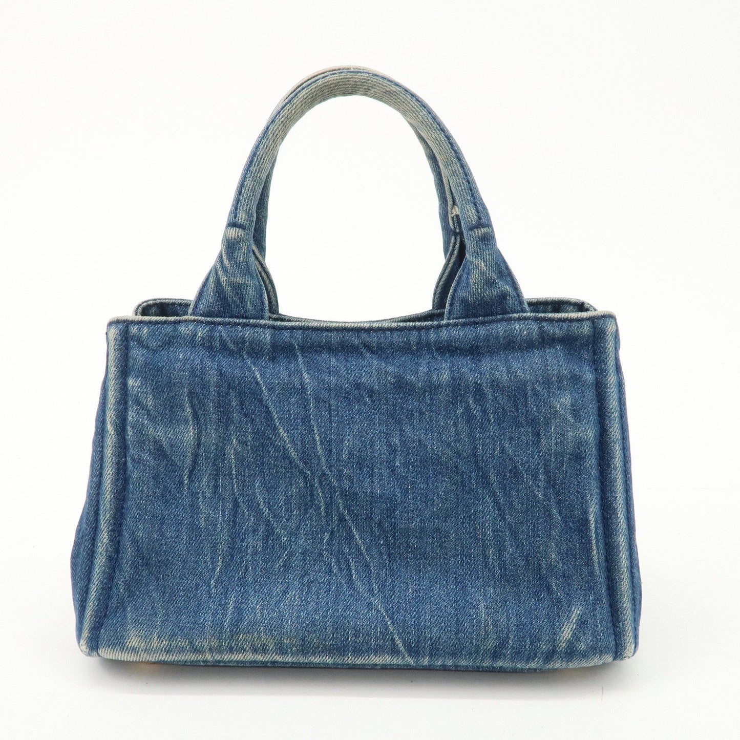 PRADA Nano Canapa Mini Denim Hand Bag Tote Bag Blue