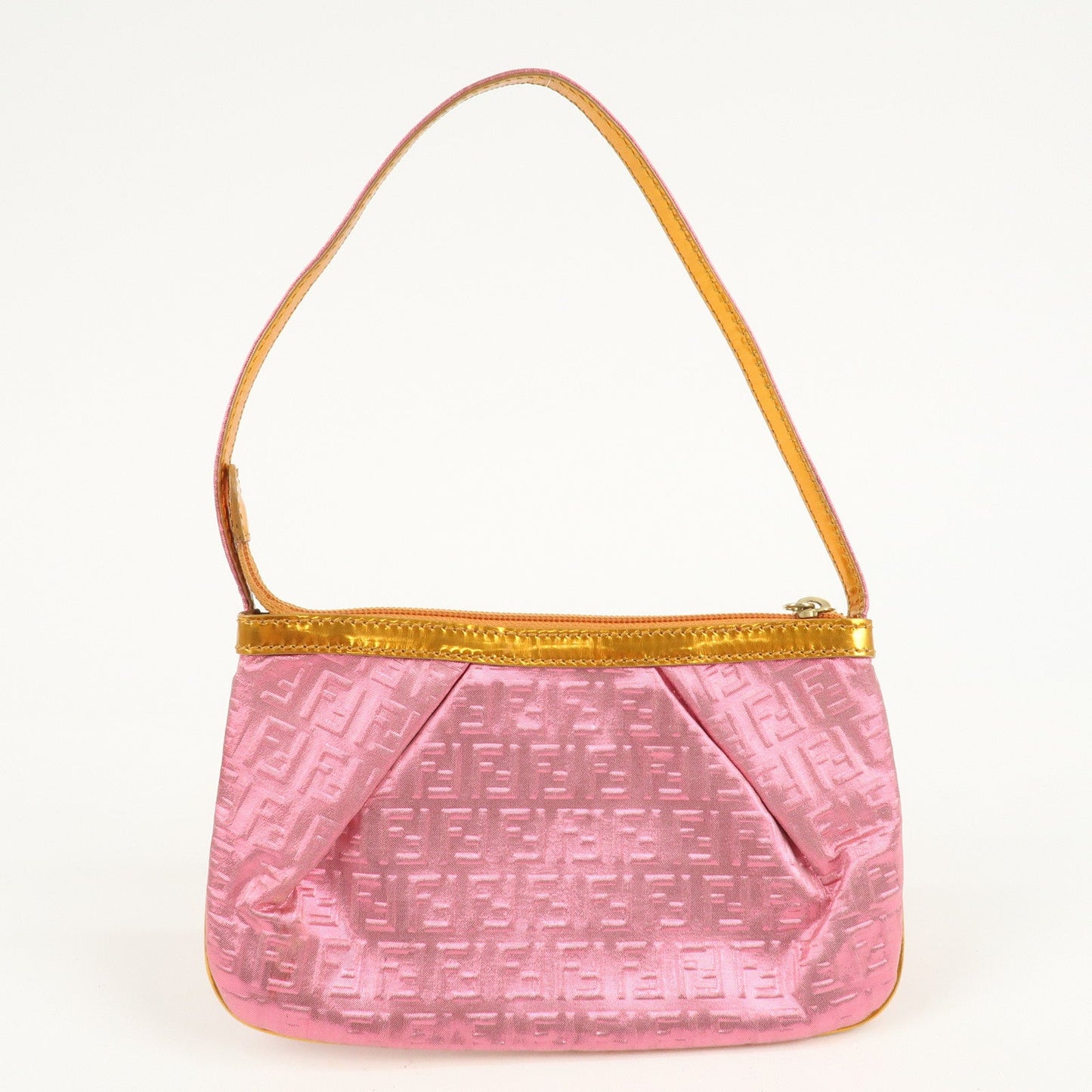 FENDI Zucchino PVC Patent Leather Shoulder Bag Hand Bag Pink Gold