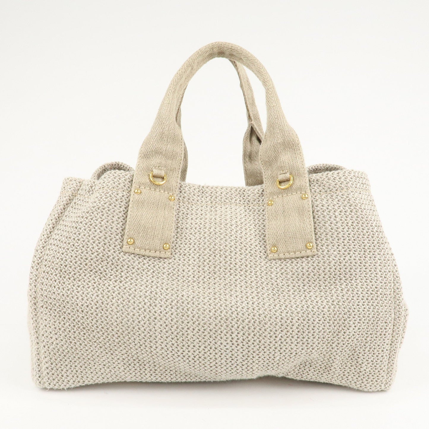 PRADA Logo Canapa Linen Canvas 2Way Tote Bag Shoulder Bag BN2038