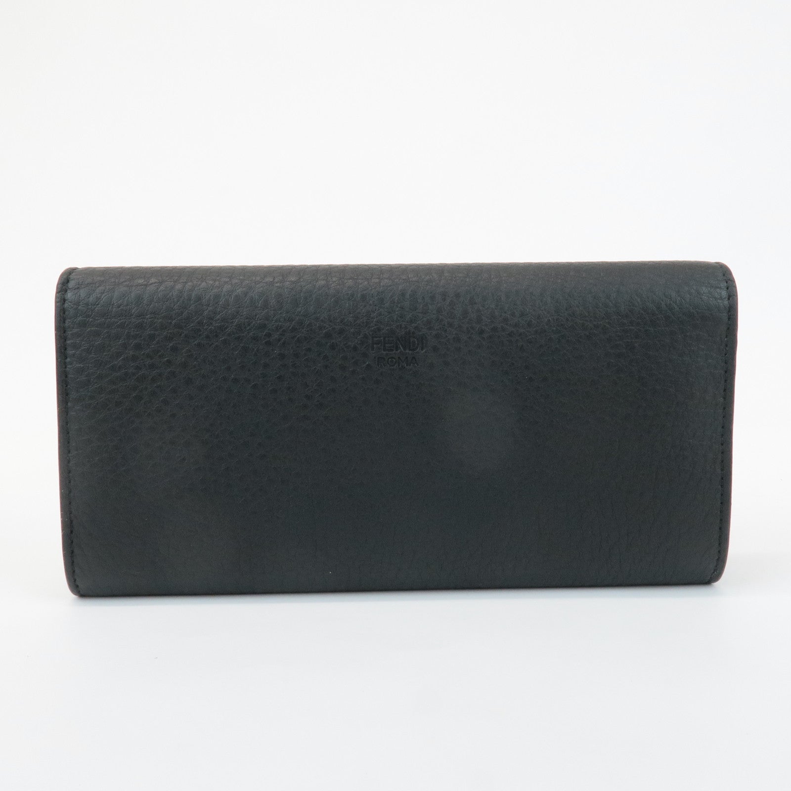 FENDI Leather Peekaboo Bi-fold Long Wallet Black 8M0427