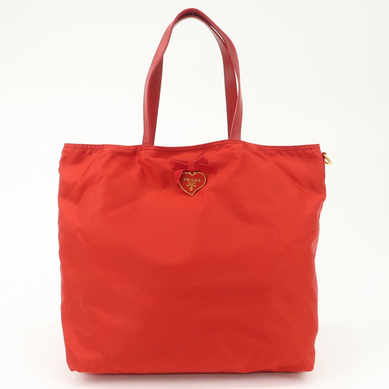 PRADA Nylon Leaather Panda Tote Bag Shoudler Bag Red BR4249