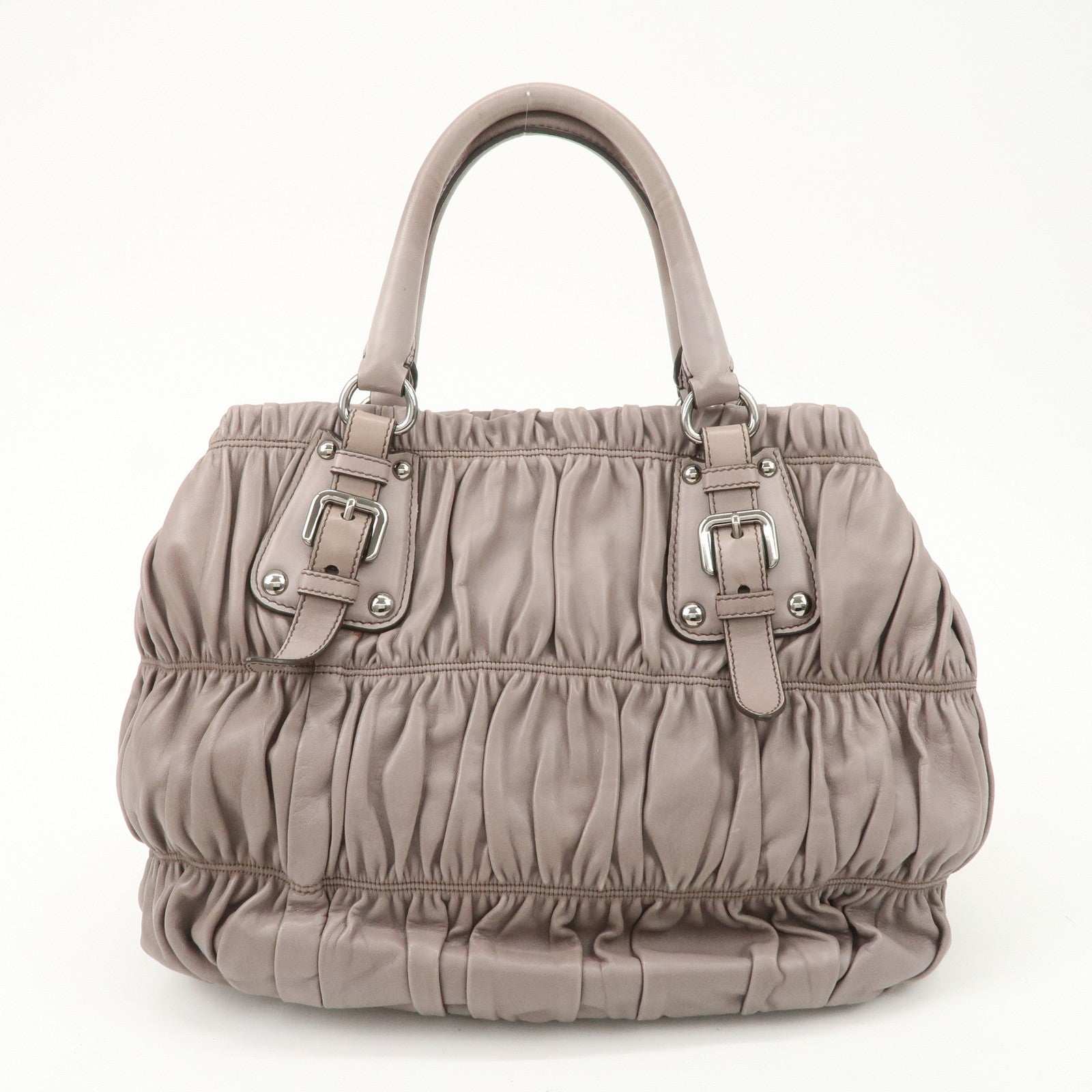 PRADA Nappa Gaufre Leather 2Way Bag Hand Bag Grey