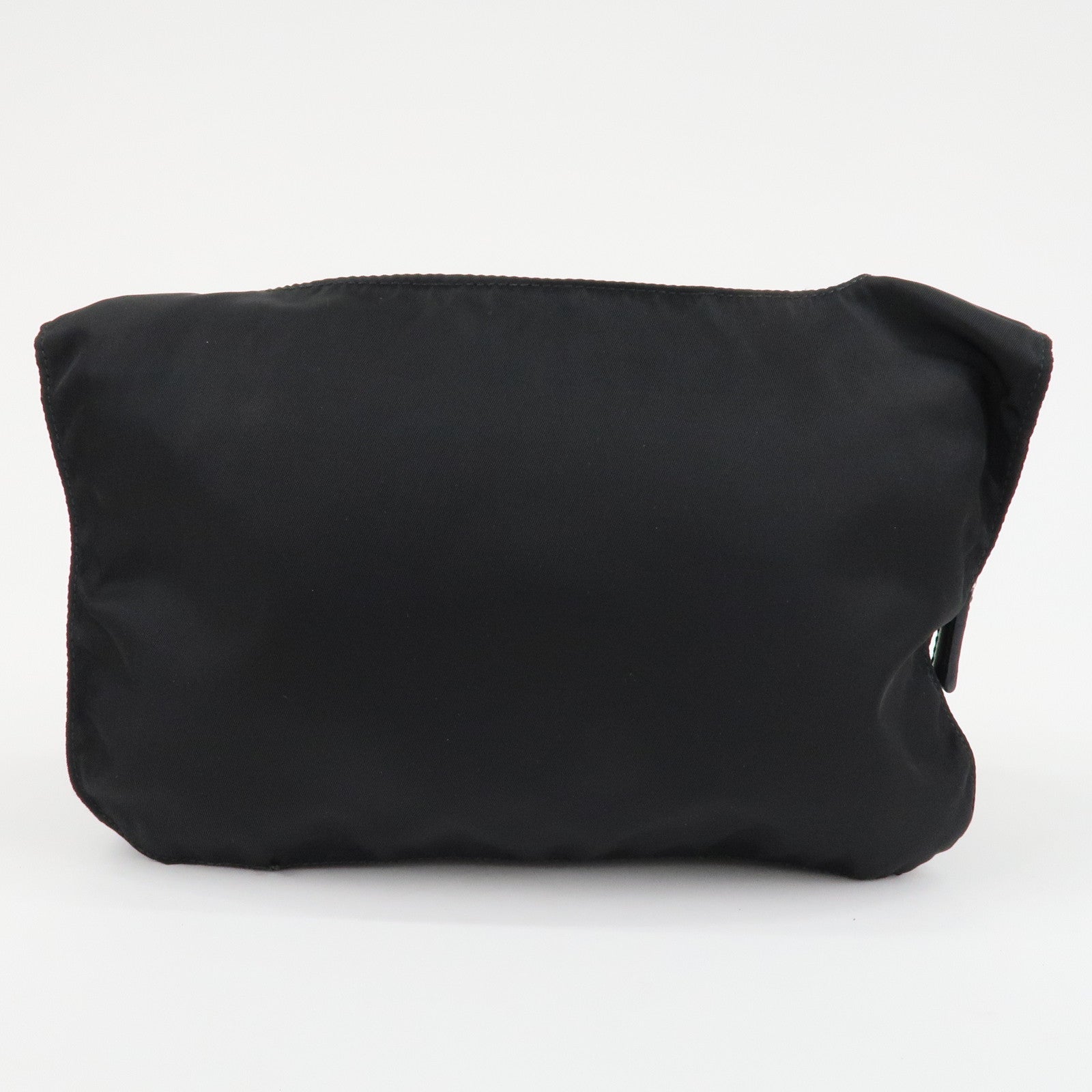 PRADA Triangle Logo Nylon Leather Shoulder Bag Black