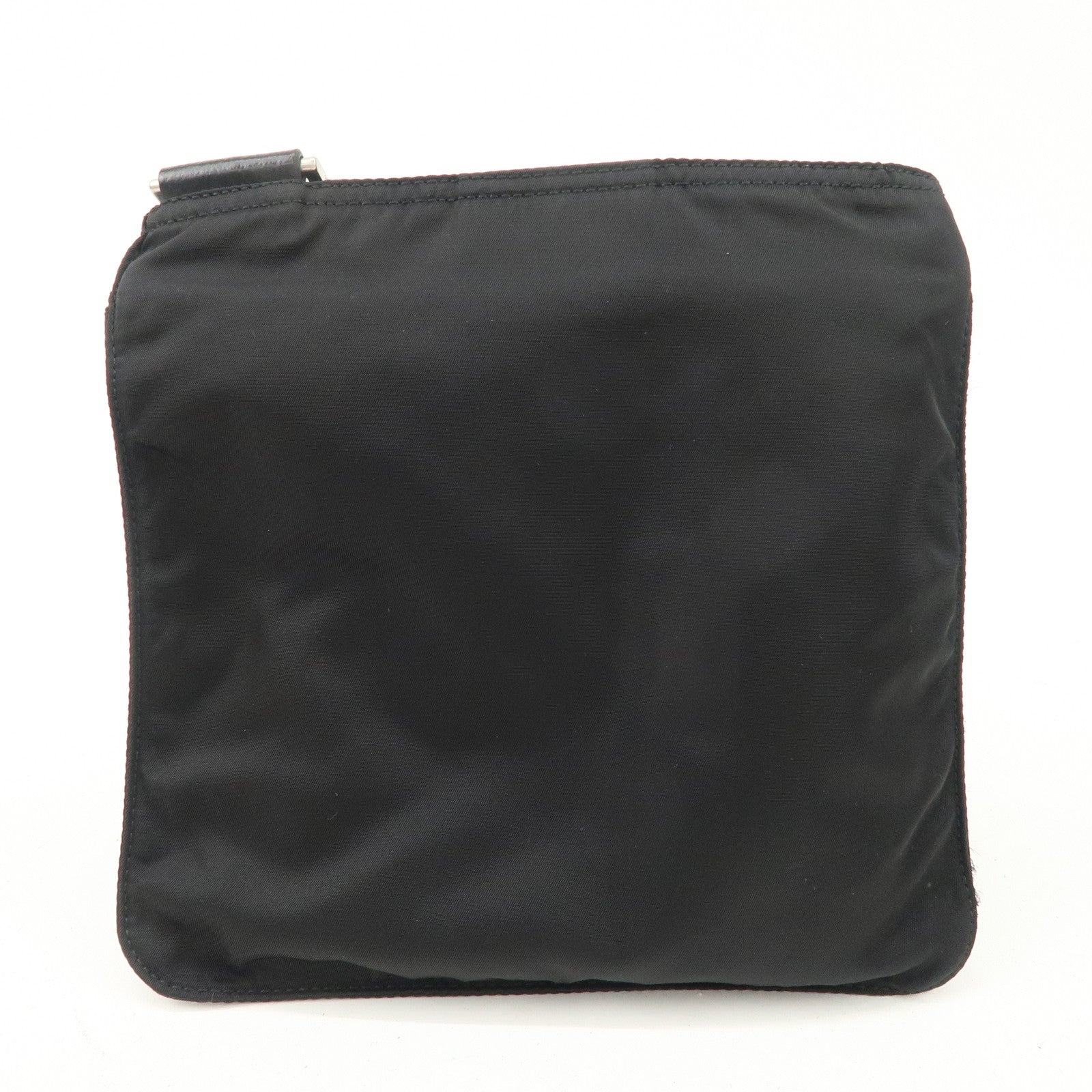 PRADA Triangle Logo Nylon Leather Shoulder Bag Crossbody Bag Black