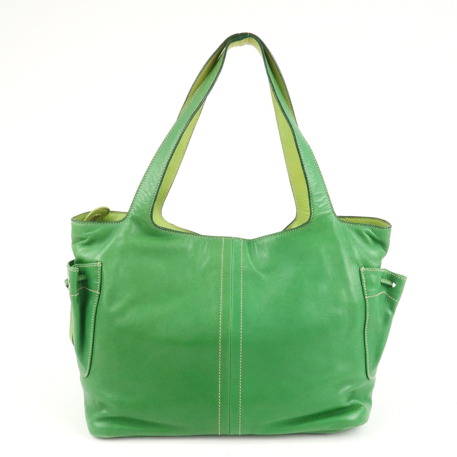 PRADA Logo Leather Tassel Shoulder Bag Hand Bag Green