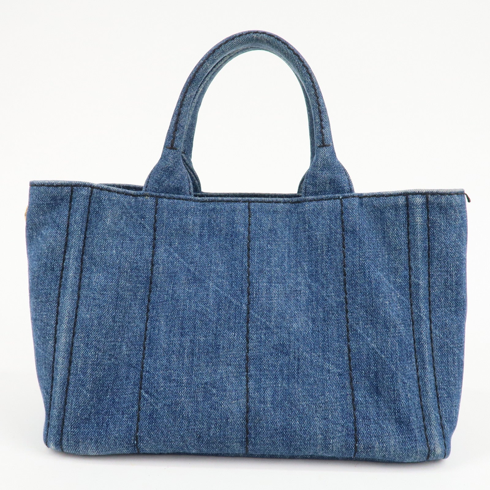 PRADA Canapa Mini Denim Leather 2Way Bag Tote Bag Blue 1BG439