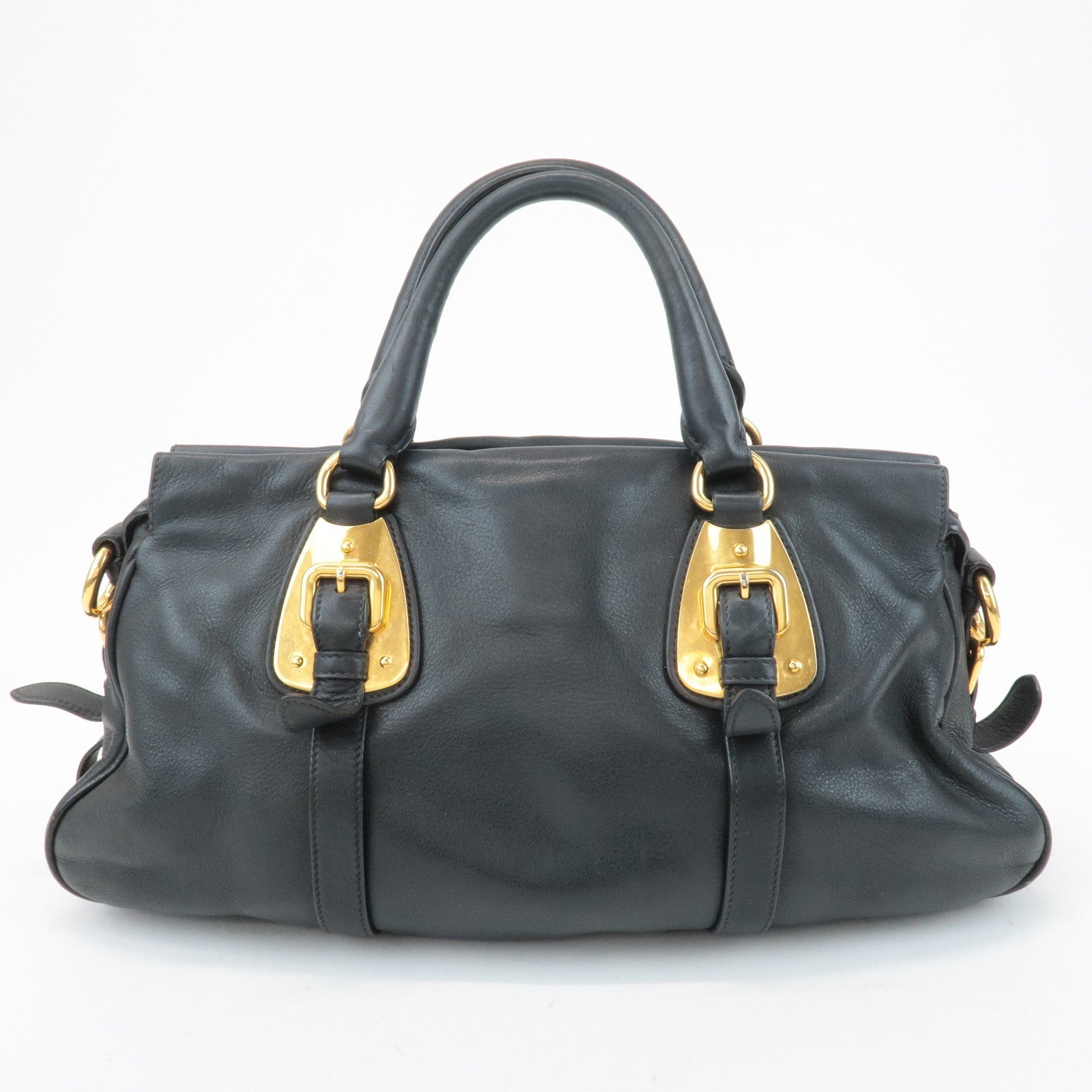 PRADA Logo Leather 2Way Tote Shoulder Bag Black BN1903