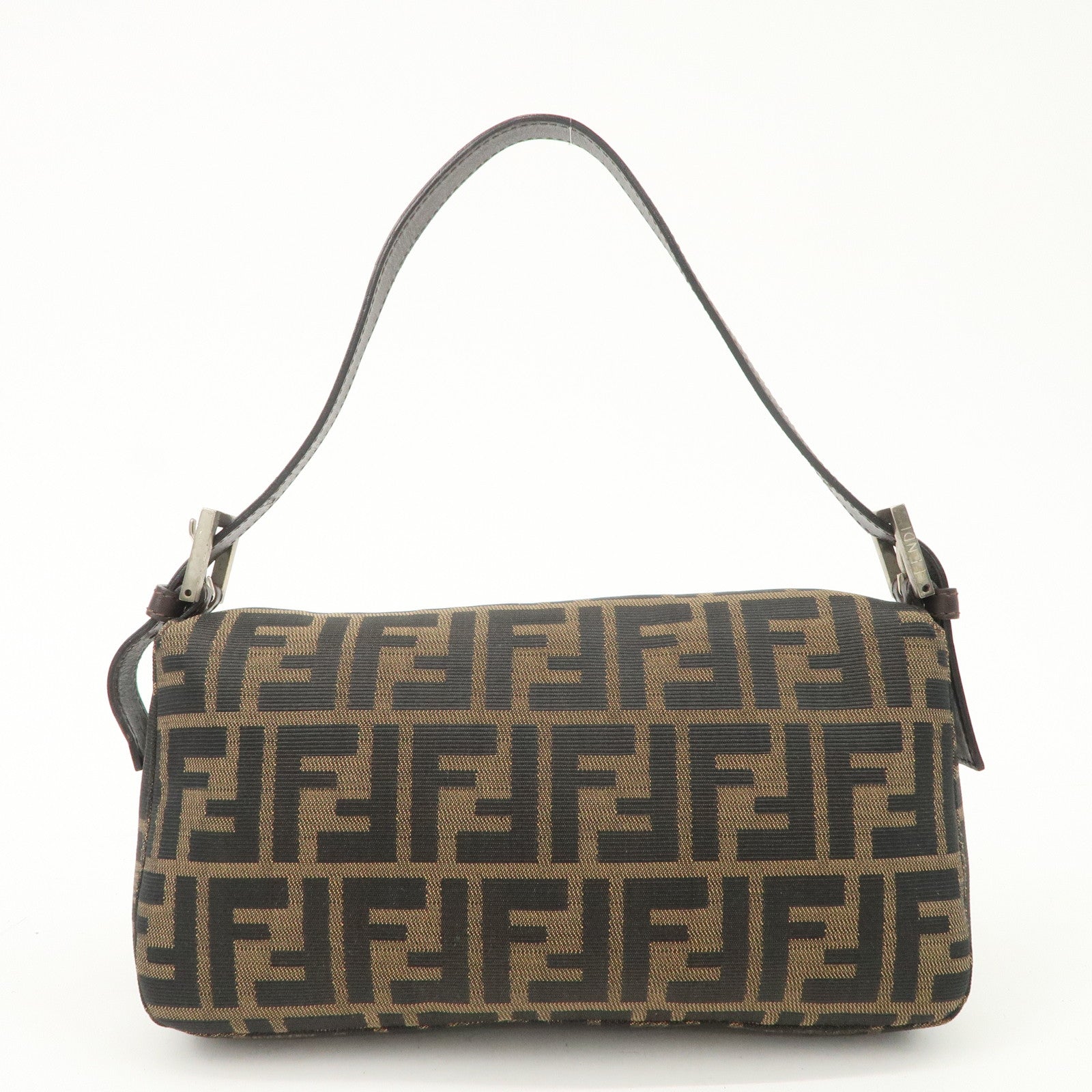 FENDI Zucca Mamma Baguette Canvas Shoulder Bag Brown Black 26424