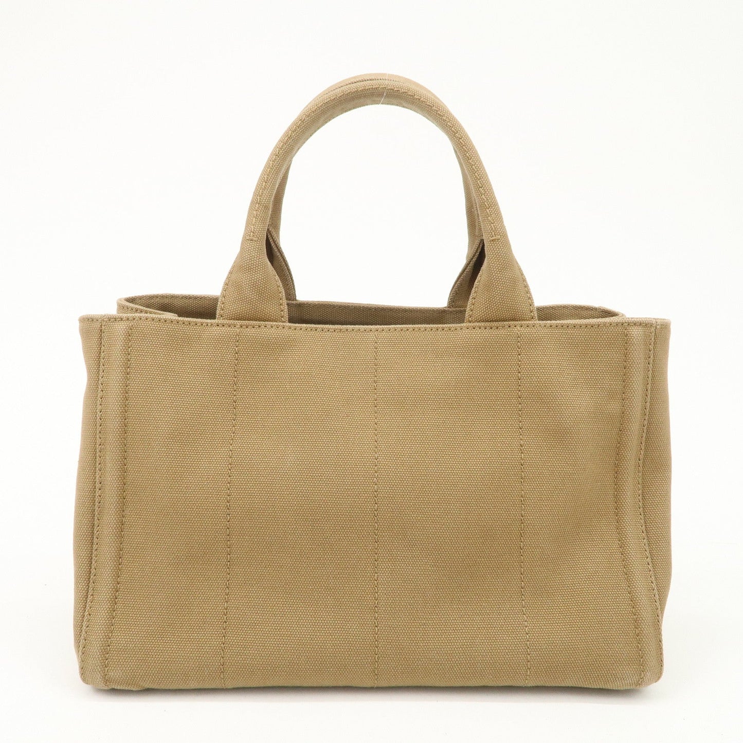 PRADA Logo Canapa Canvas Bijou Studs 2Way Hand Tote Bag Brown