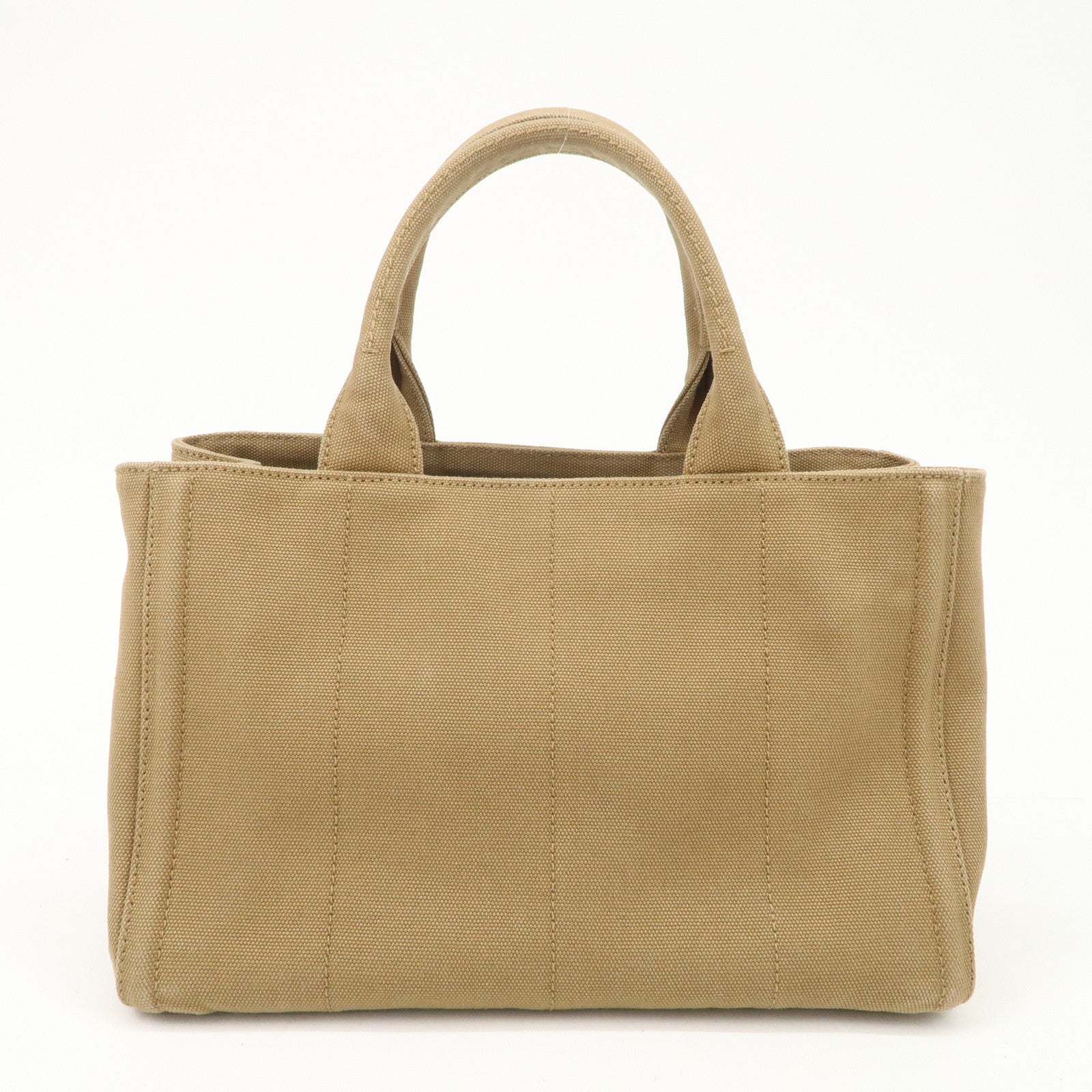 PRADA Logo Canapa Canvas Bijou Studs 2Way Hand Tote Bag Brown