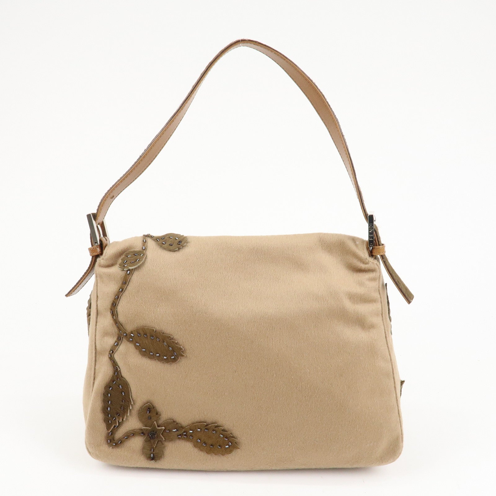 FENDI Mamma Baguette Wool Unborn Calf Shoulder Bag 26325