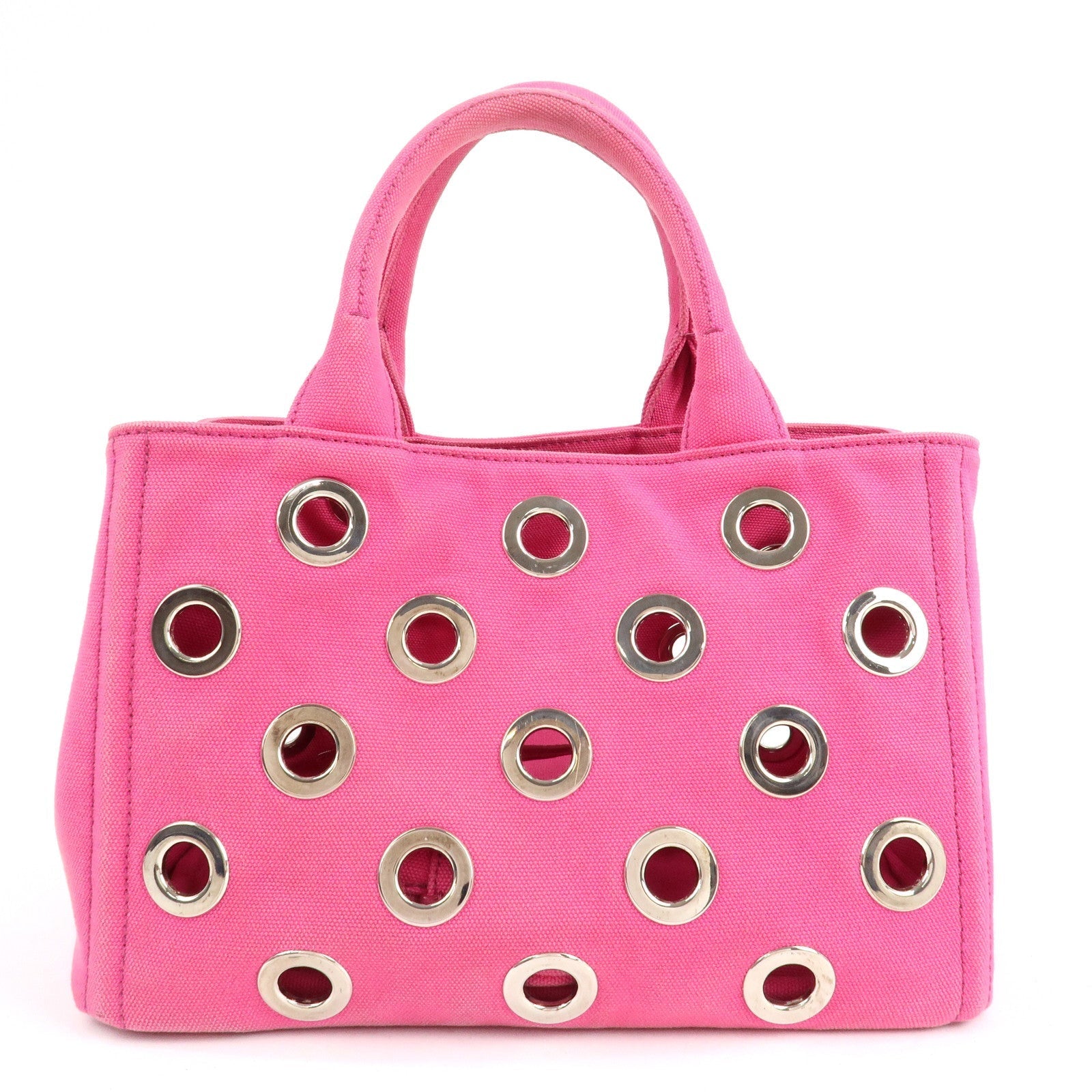 PRADA Canapa Mini Canvas 2Way Bag Hand Bag Pink 1BG439