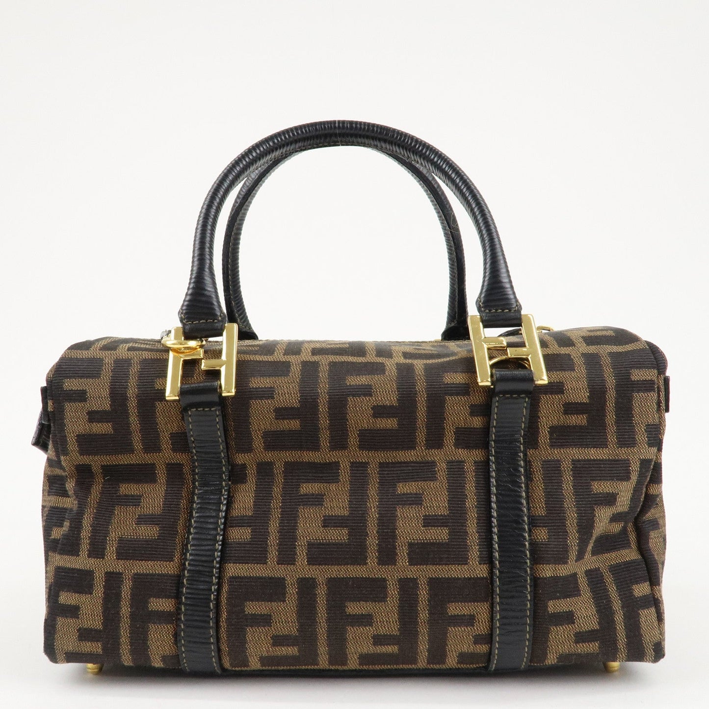 FENDI Zucca Canvas Leather 2WAY Bag Brown Black 261470