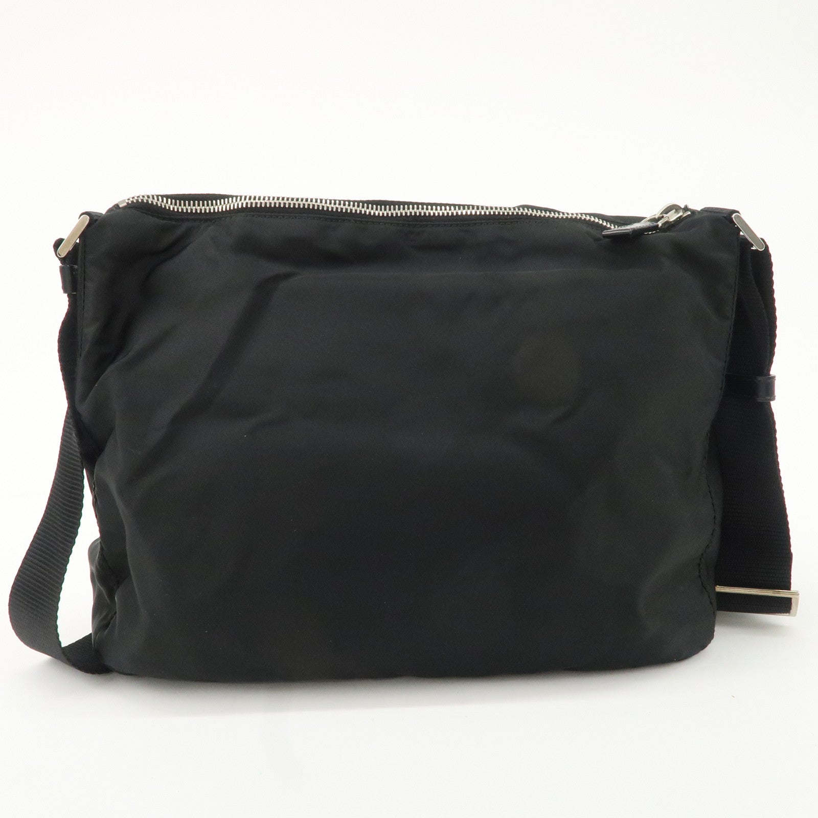 PRADA Logo Nylon Leather Shoulder Bag NERO Black BT0421