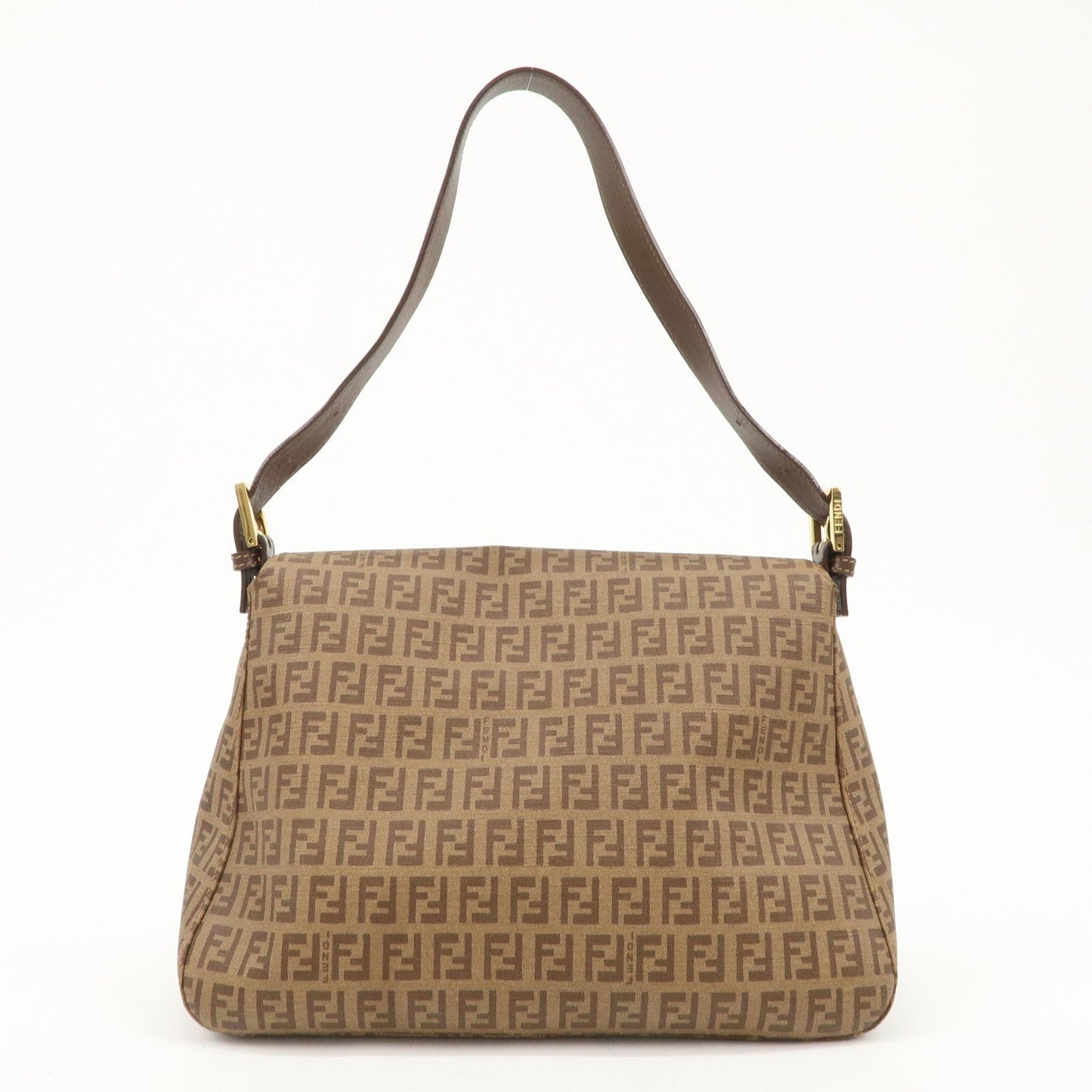 FENDI Mamma Baguette Zucchino Canvas PVC Leather Shoulder Bag