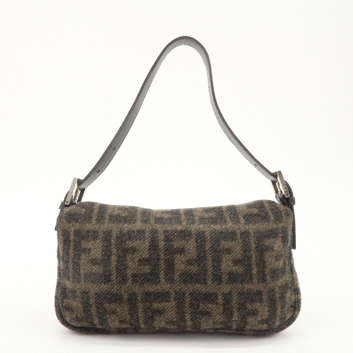 FENDI Mamma Buguette Zucca Wool Leather Shoulder Bag 26424