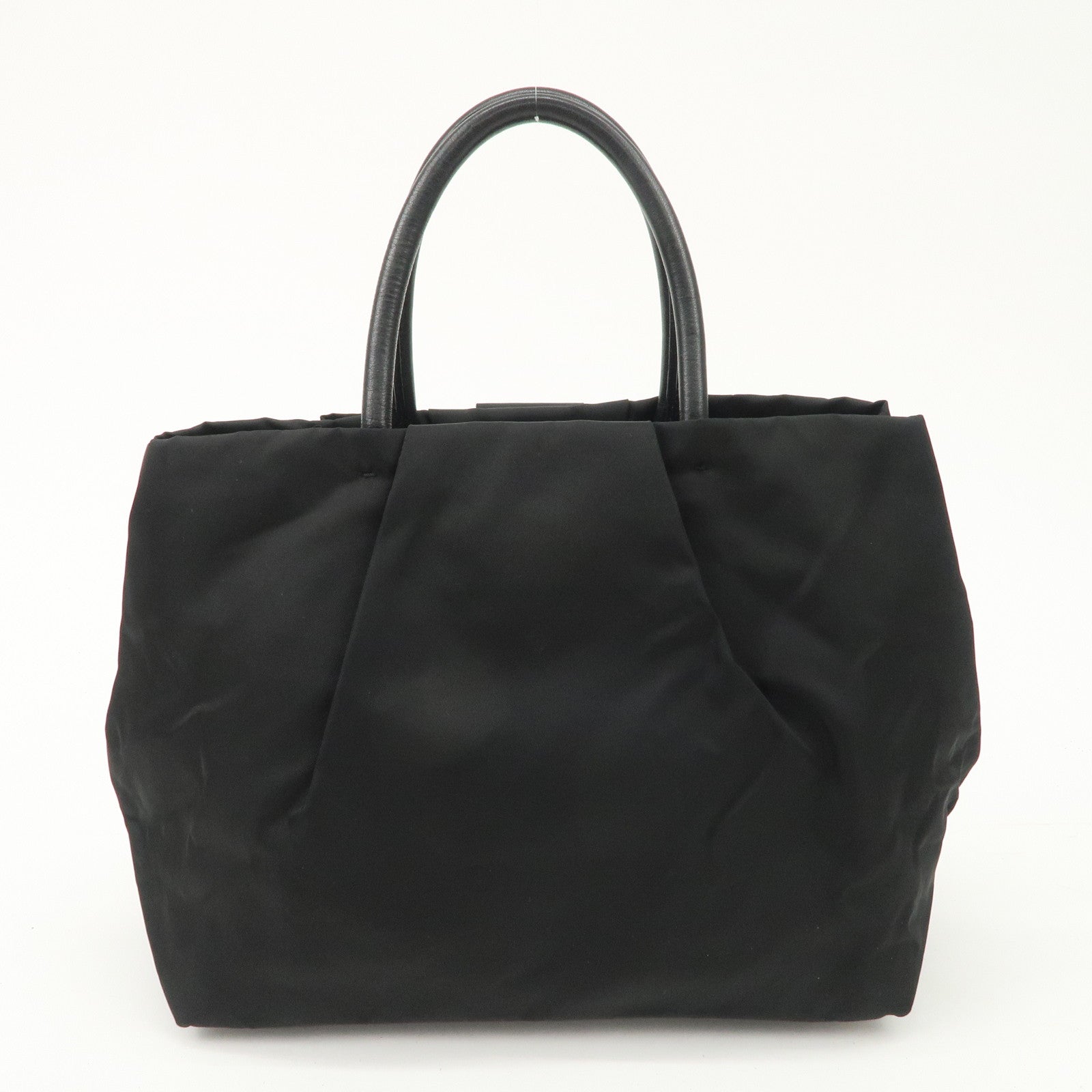 PRADA Nylon Leather Ribbon Hand Bag Tote Bag NERO Black BN1601