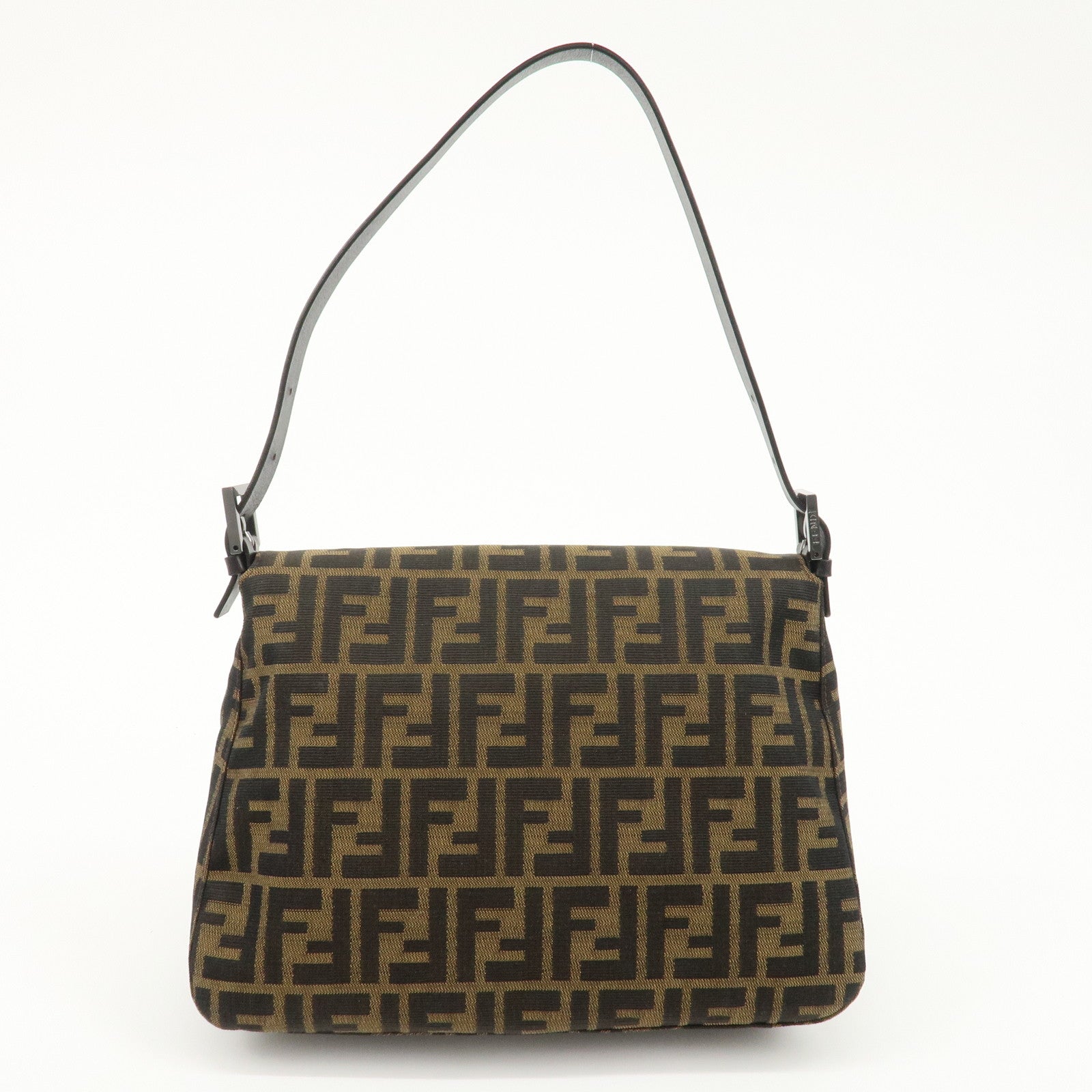 FENDI Mamma Baguette Zucca Canvas Leather Shoulder Bag 8BR001