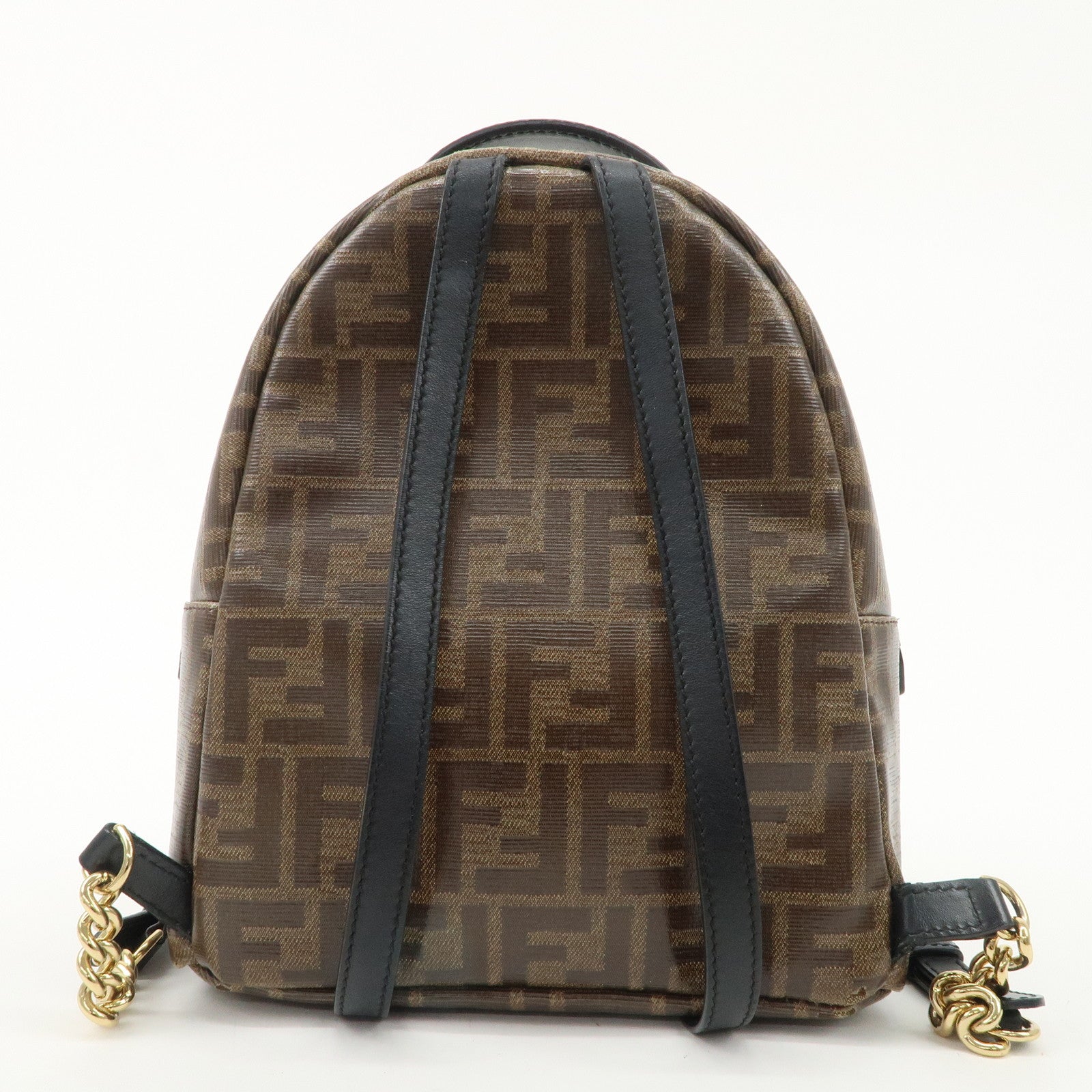FENDI Zucca Print PVC Leather Chain Backpack Brown 8BZ038