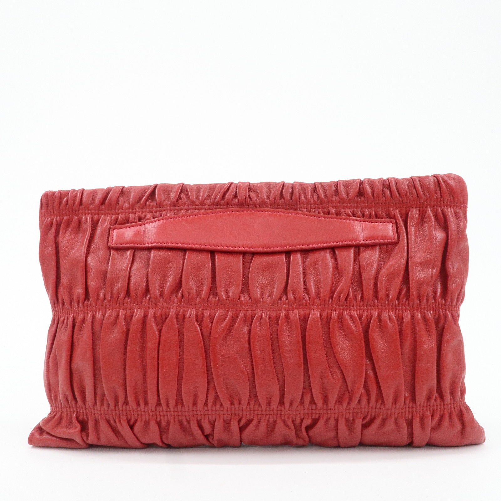 PRADA Leather Clutch Bag Red