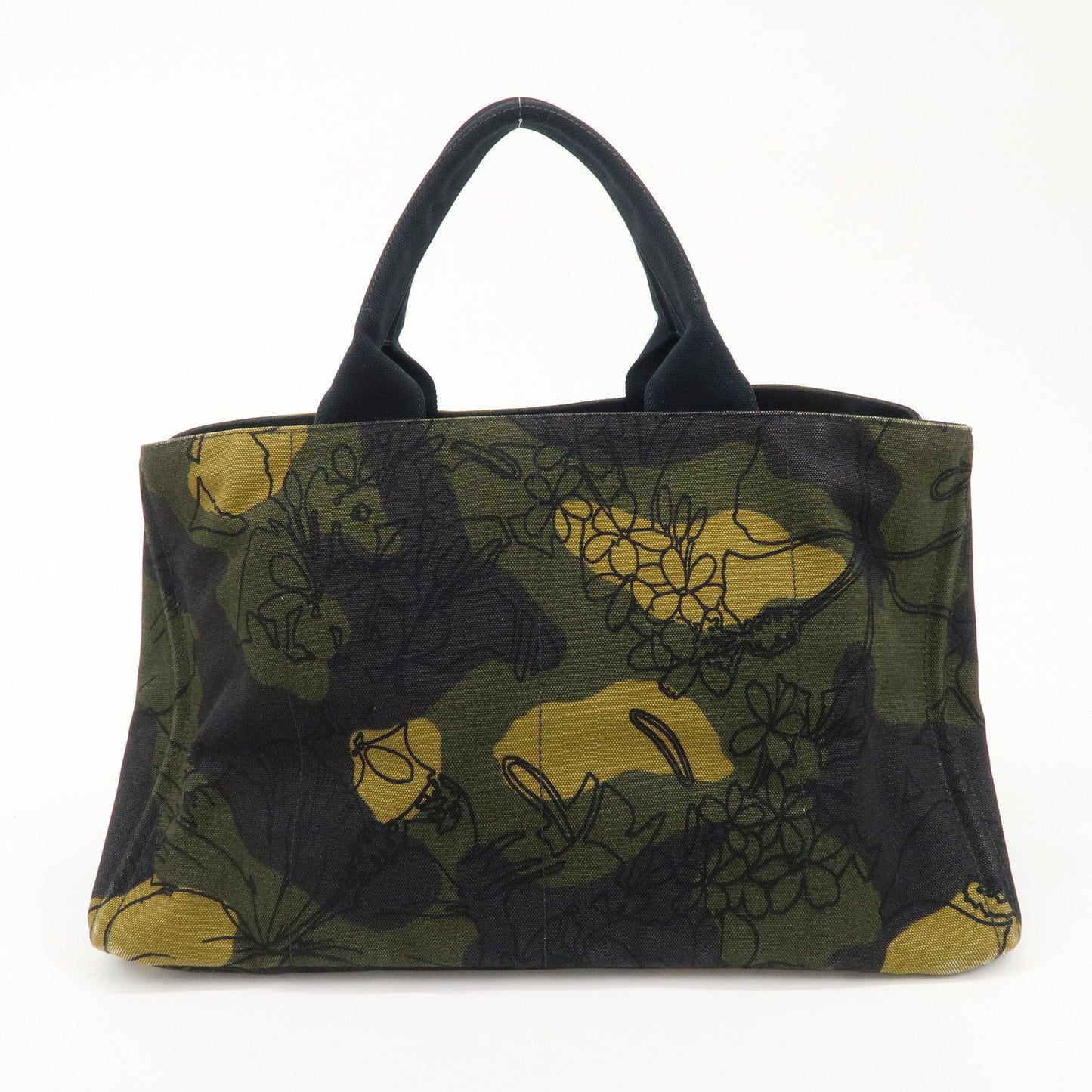 PRADA Logo Canapa Large Canvas Tote Hand Bag Camouflage BN1872
