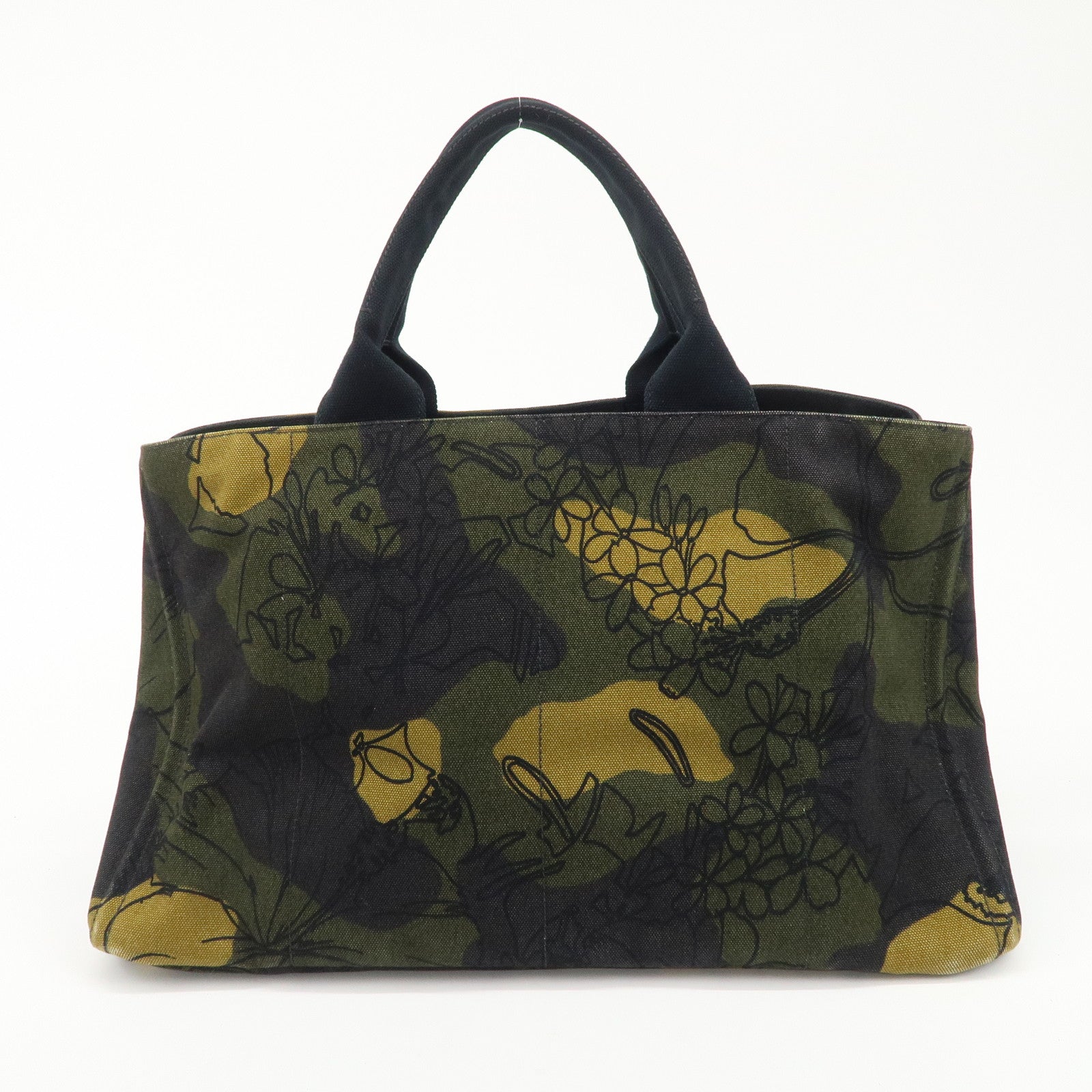 PRADA Logo Canapa Large Canvas Tote Hand Bag Camouflage BN1872