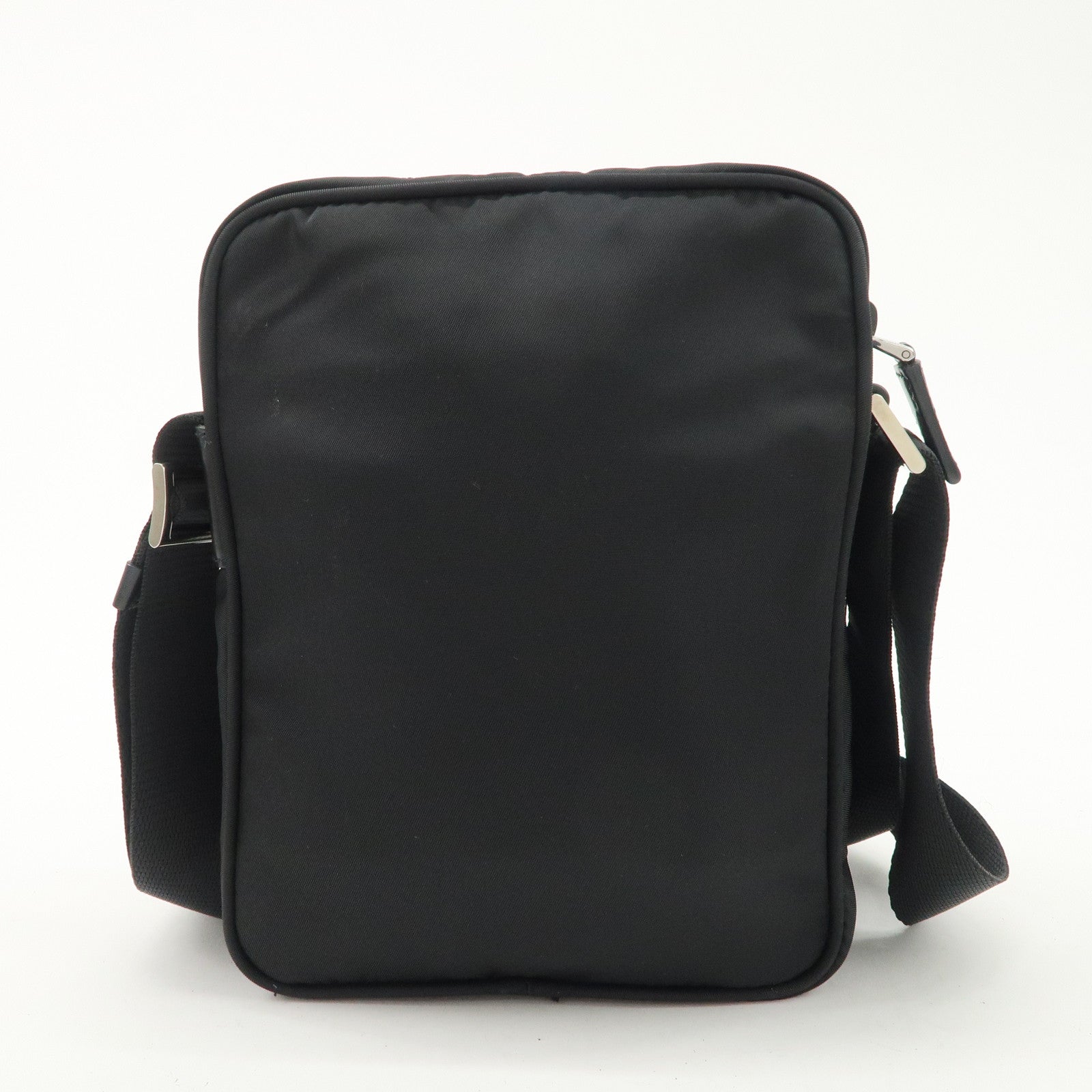 PRADA Triangle Logo Nylon Leather Shoulder Bag Purse Black BT0169
