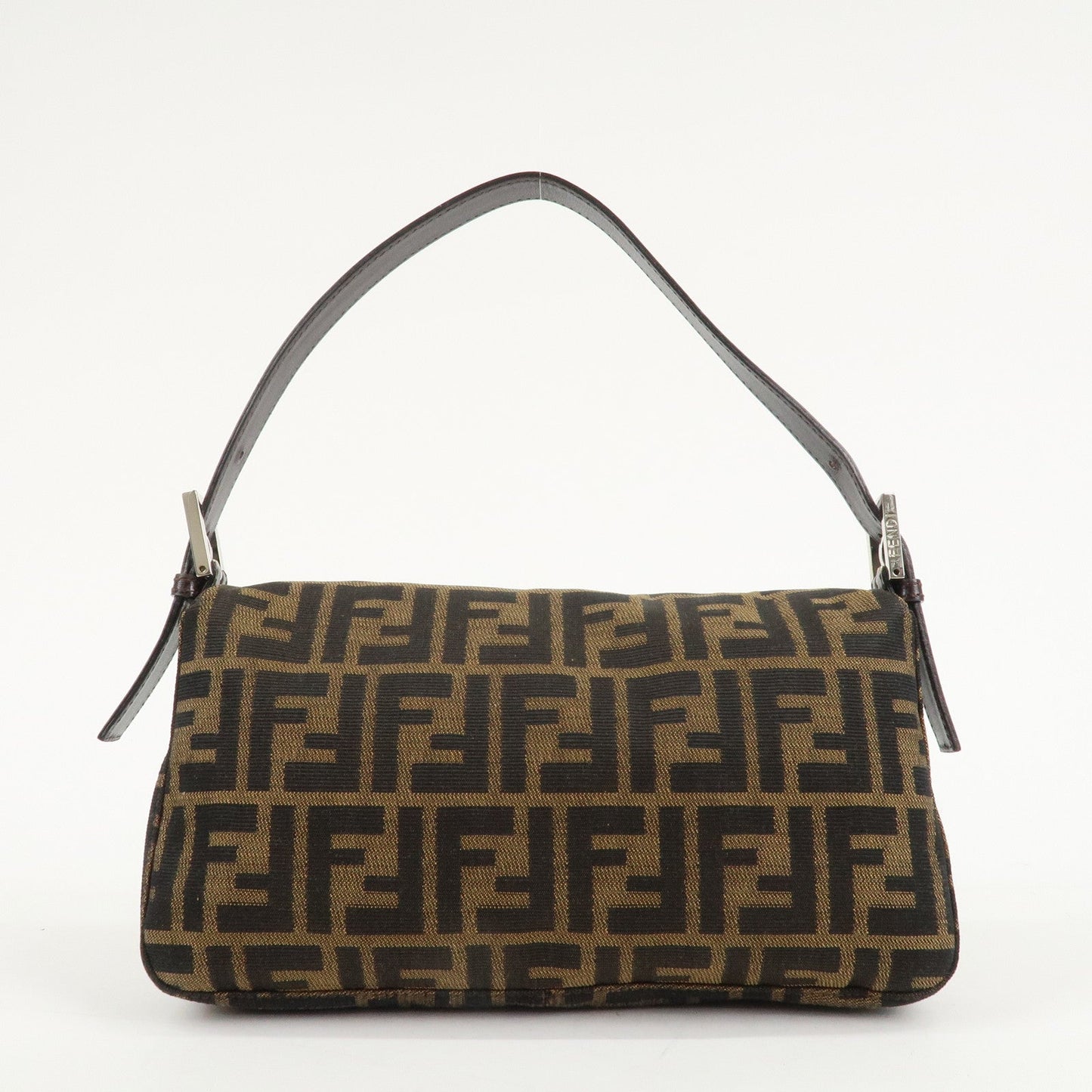 FENDI Mamma Baguette Zucca Canvas Leathr Shoulder Bag 214526424099