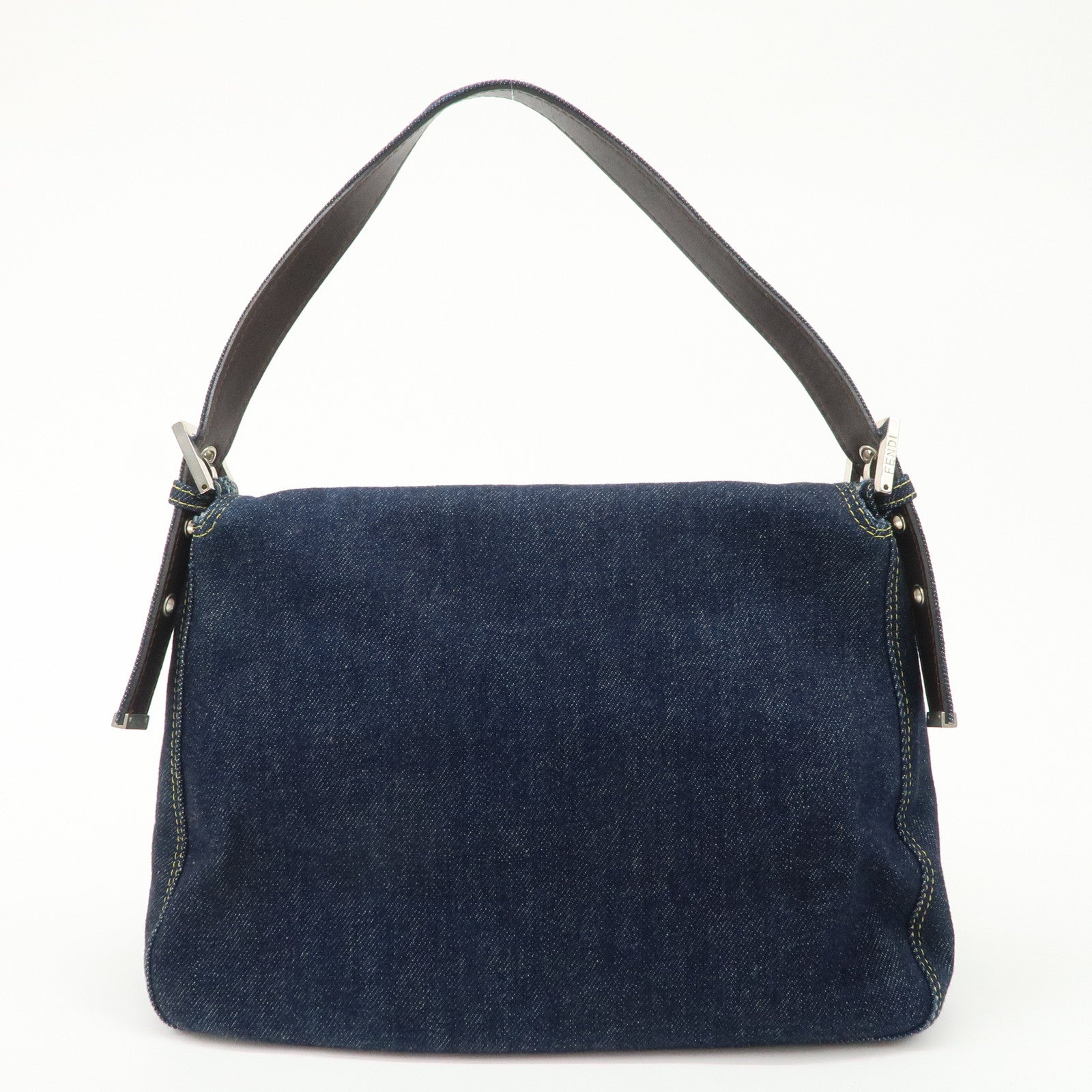 FENDI Denim Leather Mamma Baguette Shoulder Bag 26325
